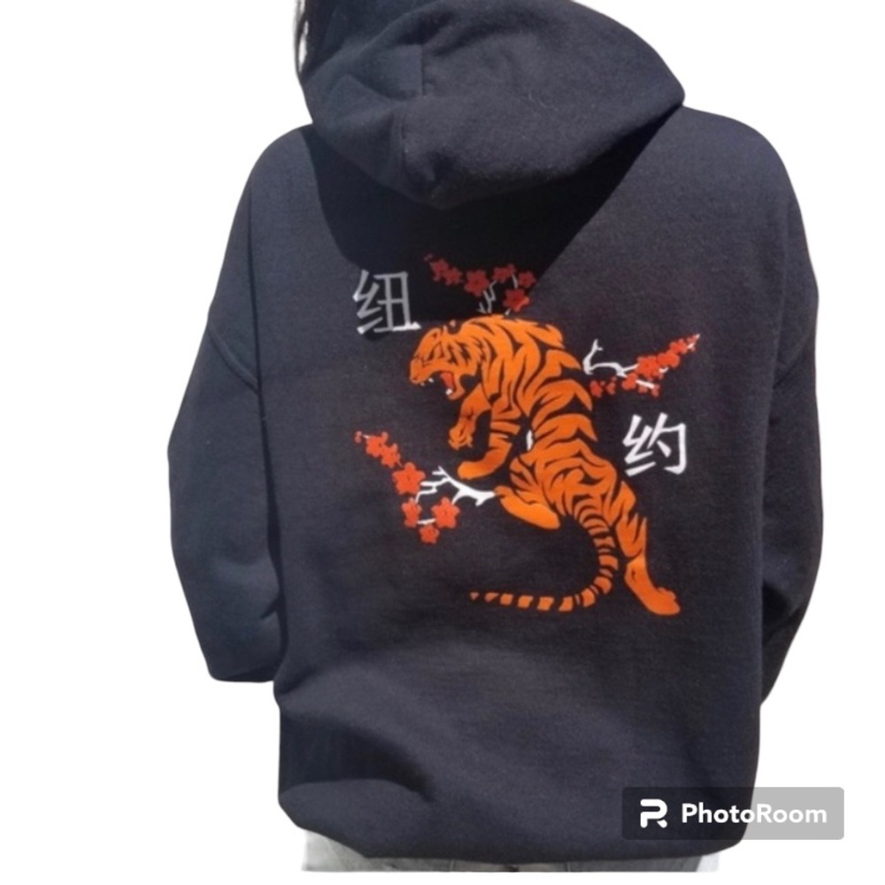ARTIST UNION HOODIE SWEATSHIRT CHINESE TIGER HEAVYWEIGHT BLACK